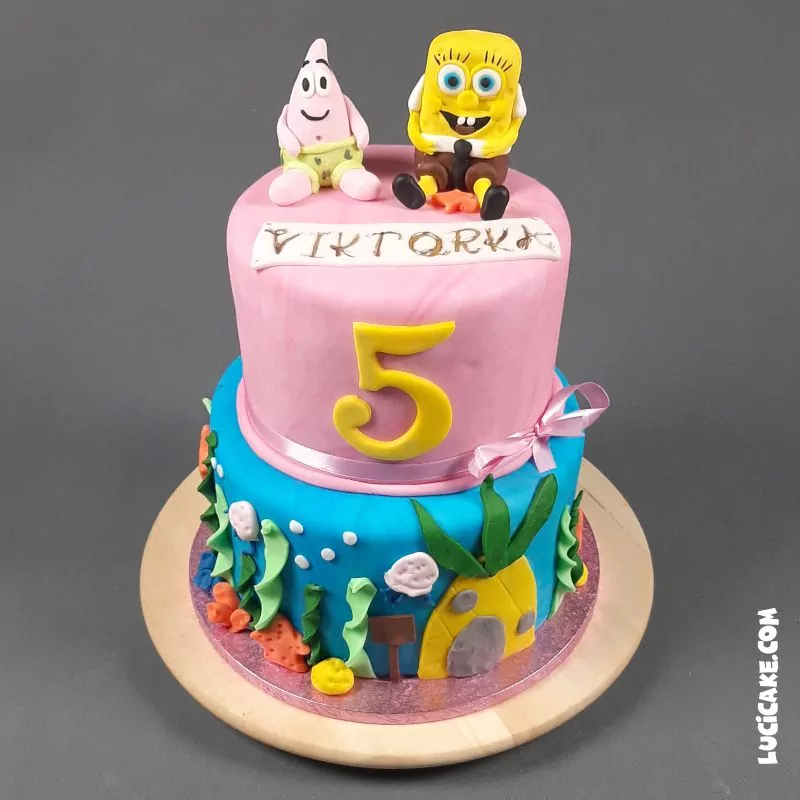 dětský dort s legrační postavičkou spongeboba